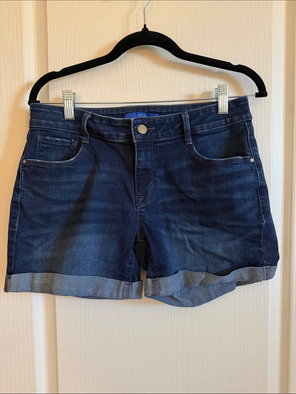 Apt. 9 Dark Blue Rolled Cuff Denim Shorts
